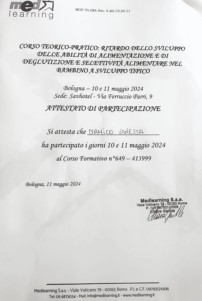 Attestato Ritardo Alimentazione