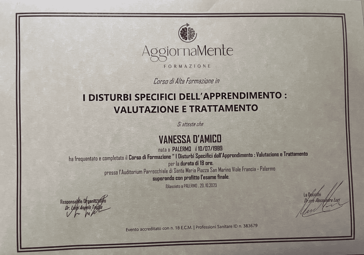 Attestato Training Masticatorio